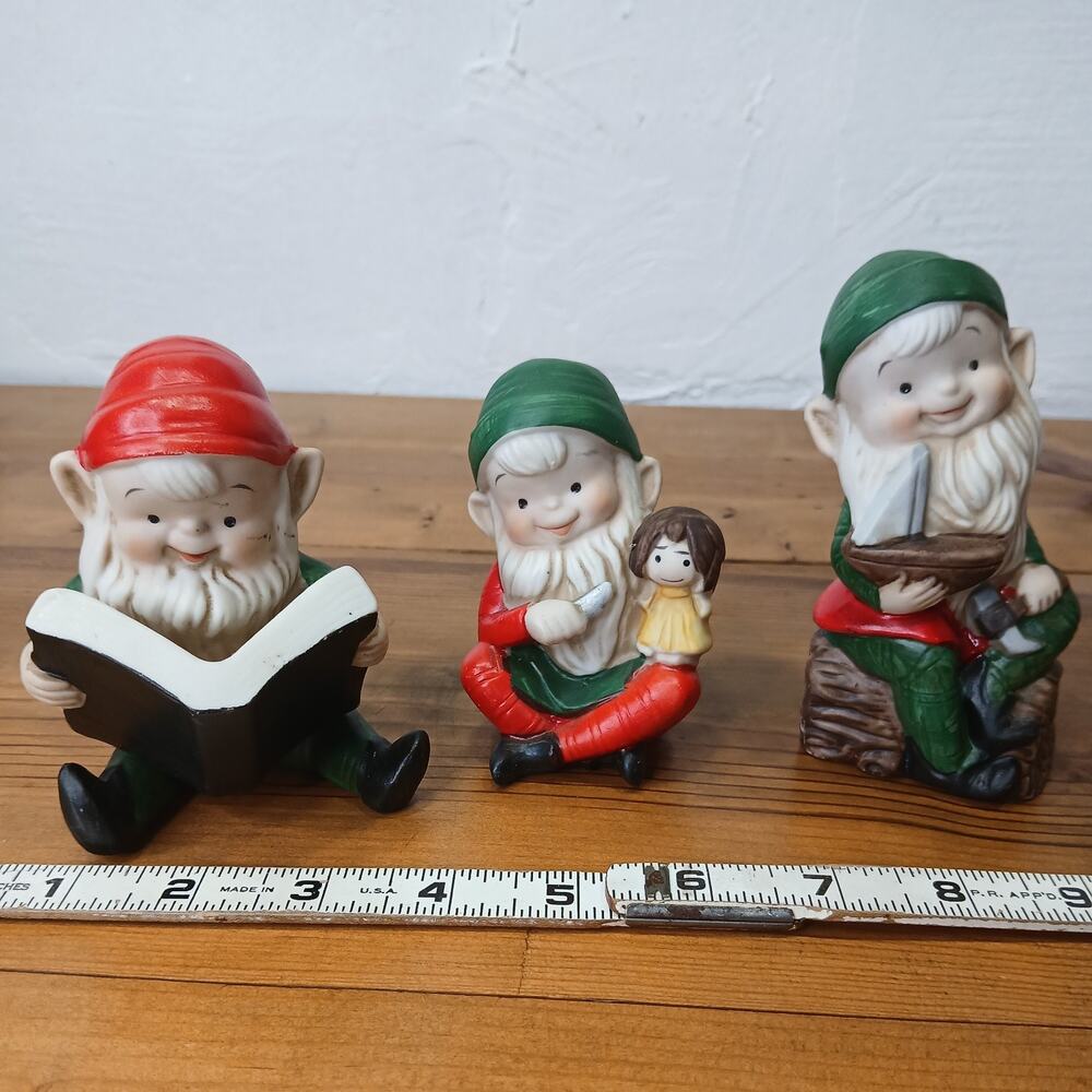 Homco Santa Elves Set of 3 seasonal decor #5205 original box